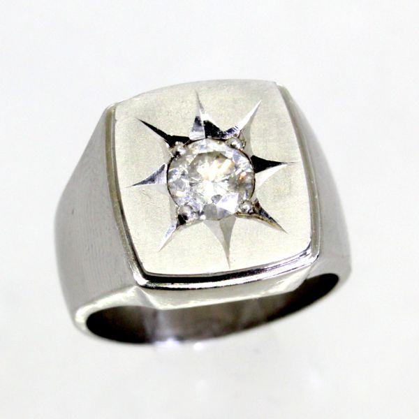 ◎中古美品◎プラチナ　ダイヤ　0.930ct　印台　メンズリング　17号