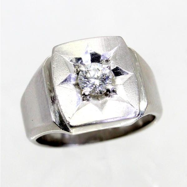 ◎中古美品◎プラチナ　ダイヤ　0.57ct　印台　メンズリング　21号