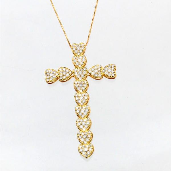 ◎中古美品◎１８金　ダイヤ　2.00ct　ハートクロスペンダント付ネックレス