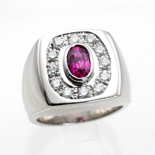 ◎中古美品◎プラチナ　ルビー　1.547ct　ダイヤ　0.63ct　メンズリング　18.5号