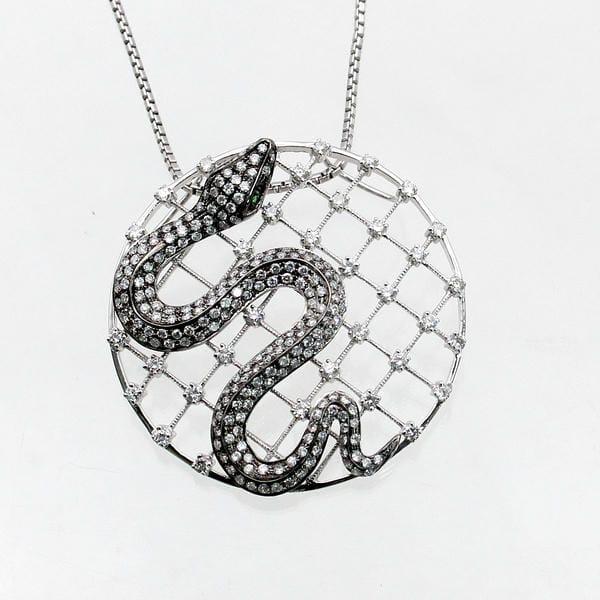 ◎中古美品◎１８金ＷＧ　ダイヤ　1.58ｃｔ　蛇デザイン　ペンダント付ネックレス