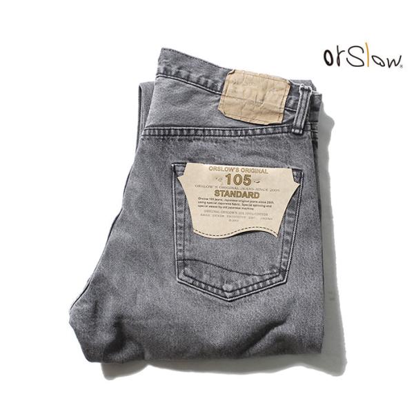 予約商品(お届け予定 9月頃以降) orSlow オアスロウ 105 ブラックデニム ブリーチ  ジ...