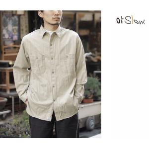 orSlow オアスロウ ヴィンテージフィット ワークシャツ ベージュコットンツイル (03-V8070-67)｜andpheb