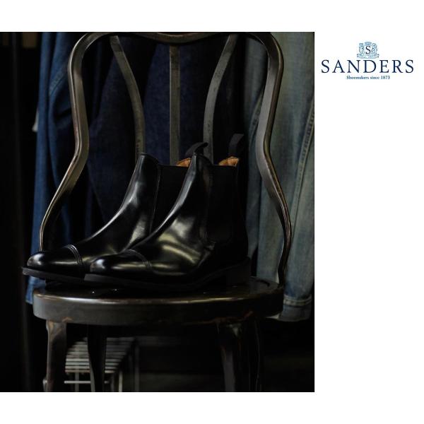 サンダース SANDERS サイドゴアブーツ チェルシー ブーツ シューズ 靴 キャップトゥ ブラッ...