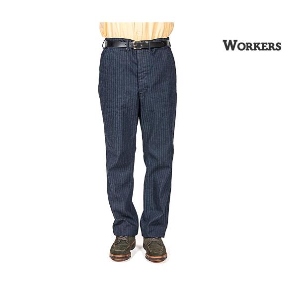 ワーカーズ WORKERS インディゴヘリンボーン オフィサー トラウザー レギュラー (2601-...