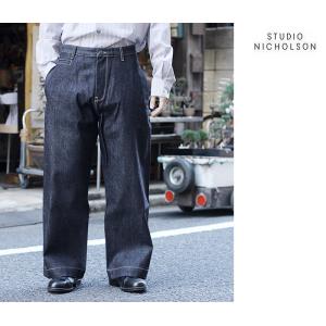 STUDIO NICHOLSON スタジオニコルソン PYAD デニム スウェード ヘッド スラックス PYAD DENIM SUEDE HEAD SLACK (SNM-029-23SS)｜andpheb