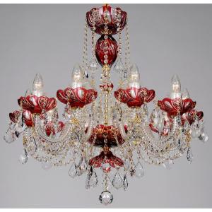 青切子 シャンデリア CH-15GA-BLUE LED電球対応 15灯 高級 ボヘミア