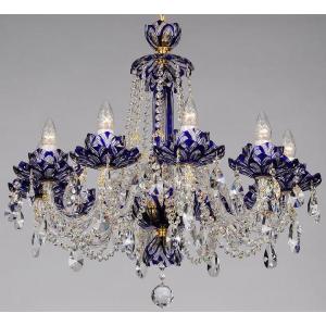 青切子 シャンデリア CH-15GA-BLUE LED電球対応 15灯 高級 ボヘミア