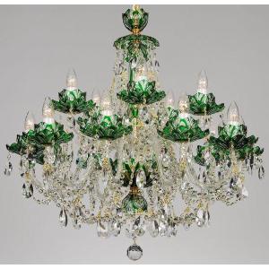 シャンデリア CH-10ロータス・ブルー 青切子 蓮の花 10灯 高級