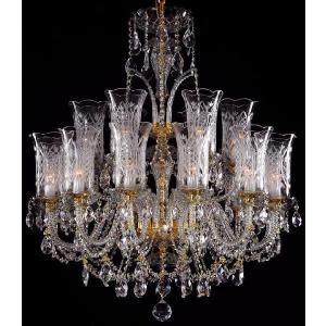 シャンデリア CH-10ロータス・ブルー 青切子 蓮の花 10灯 高級