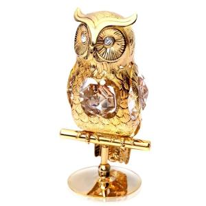 【送料無料】【おまけ付】フクロウ 置物 ゴールド ３ 誕生日プレゼント 男性 女性 ふくろう 鳥 酉年 とり年 縁起物 クリスタル