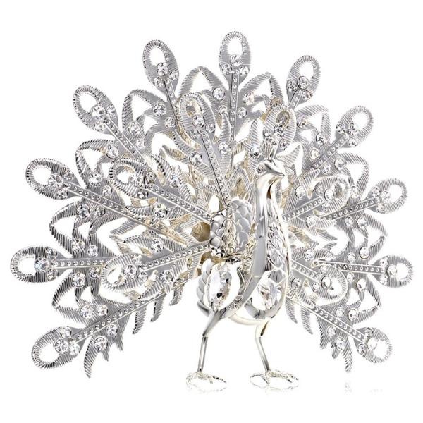 【送料無料】【おまけ付】白い 孔雀 置物 誕生日プレゼント 男性 女性 お祝い 記念日 風水 縁起物...