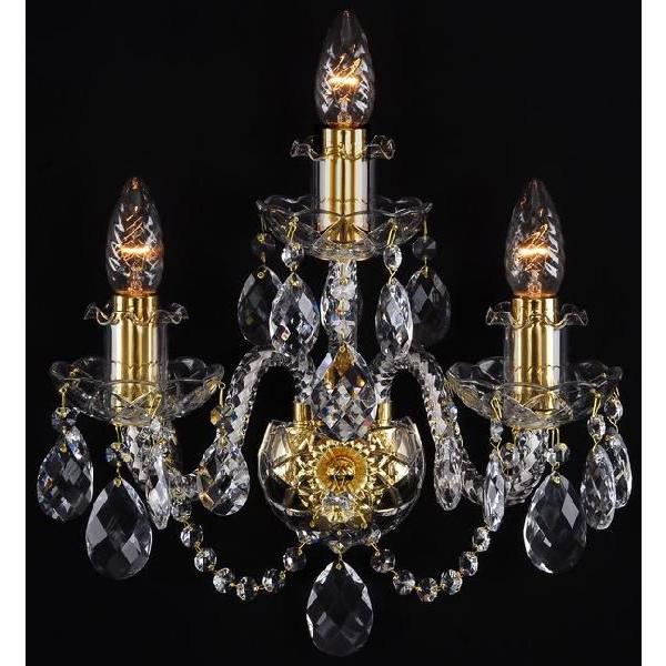 在庫１台有り ブラケット W-03G LED電球対応 3灯 高級 ボヘミア クリスタル 輸入 ゴール...