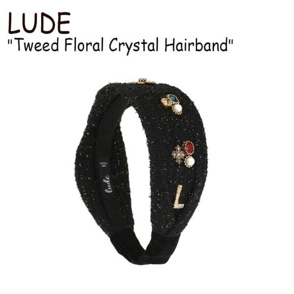 ルード カチューシャ LUDE Tweed Floral Crystal Hairband ツイード...