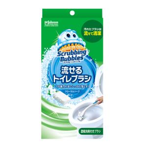 ジョンソン スクラビングバブル トイレ洗剤 流せるトイレブラシ 本体ハンドル1本+付替用4個 [ johnson ]- 定形外送料無料 -｜andsh