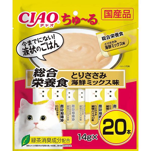 いなば　CIAO　ちゅ〜る　総合栄養食　とりささみ　海鮮ミックス味　20本入り（14gｘ20本）　S...