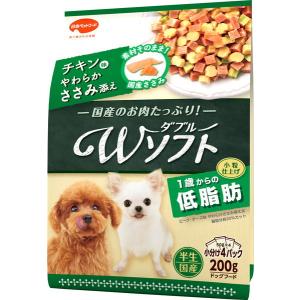 日本ペット　ビタワン君のＷソフト　1歳からの低脂肪　チキン味　やわらかささみ添え　200g