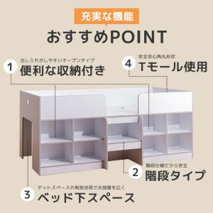 ロフトベッド ロータイプ 木製 収納付き 収納...の詳細画像4