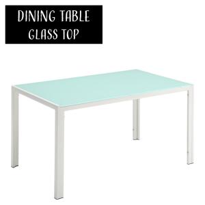ダイニングテーブル 単品 幅135cm 4人掛け 長方形 ガラストップ 食卓テーブル ダイニング ガラス天板 アイアン脚 4人用 135cm幅