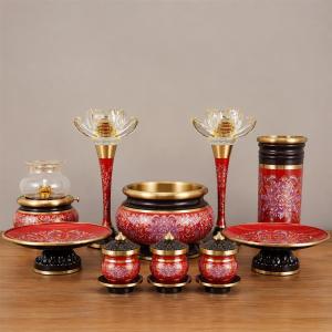供物皿 仏具 供物台 7インチ 蓮華 銅製 七...の詳細画像2