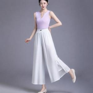 ワイドパンツ レディース 夏 シフォン ガウチ...の詳細画像1