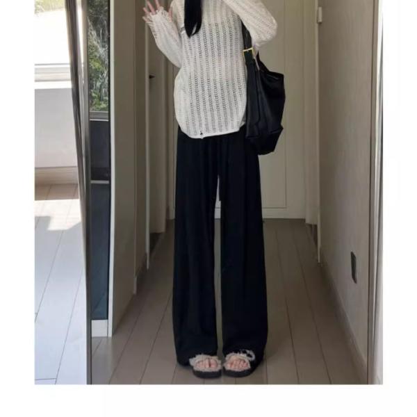 ワイドパンツ レディース 夏 接触冷感 とろみ ルームウェア イージーパンツ 部屋着 リス ロング ...