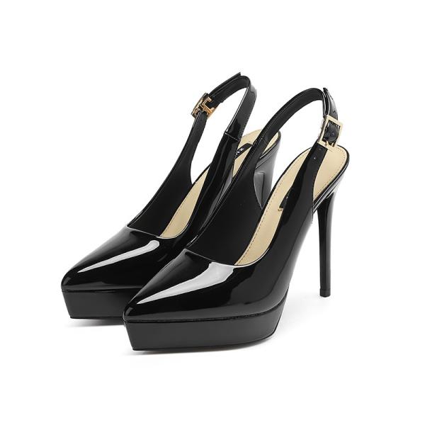 パンプス ハイヒール レディース ポインテッドトゥ バックストラップ 厚底 10cm ピンヒール 走...