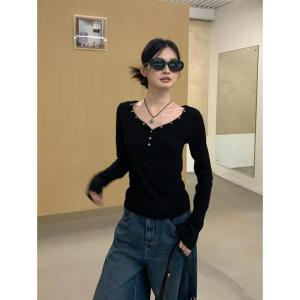 カットソー レディース 長袖 Vネック 星柄 ...の詳細画像4