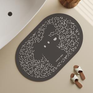 お風呂マット 楕円 バスマット pu ソフト 高吸水力 イヌ柄 猫柄 滑り止め おしゃれ 玄関マット 環境に優しい マイクロファイバー
