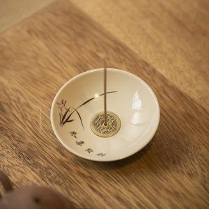 お香立て セラミック 陶器 招財進寶 蘭花柄 ...の詳細画像1