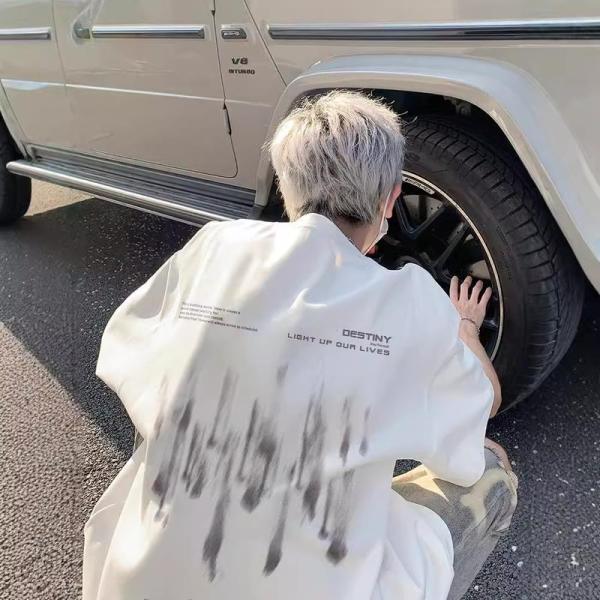 Tシャツ メンズ 半袖 オーバーサイズ ビッグシルエット バックプリント ストリート系 グラフィック...