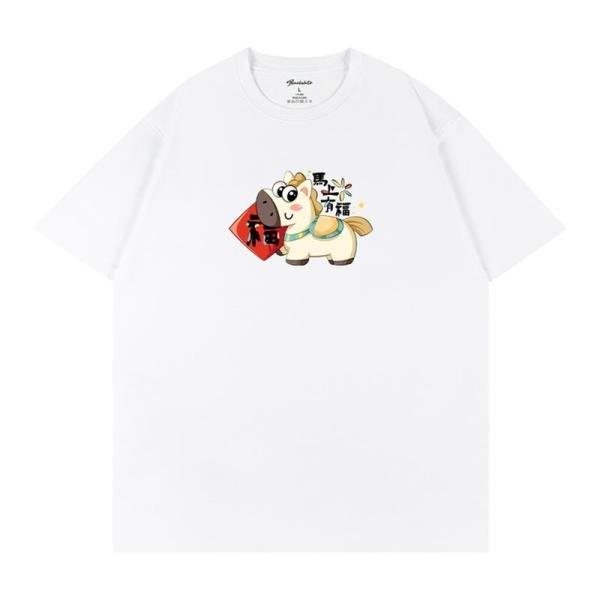 tシャツ メンズ 半袖 馬柄 プリント 可愛い プルオーバー 夏服 丸首 カジュアル 通気性 接触冷...