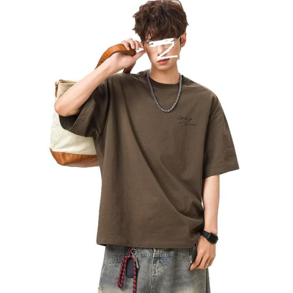 Tシャツ プルオーバー メンズ 半袖 英字柄 プリント ファッション 通気性 吸湿速乾 カジュアル ...