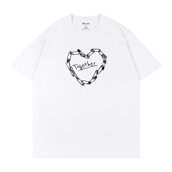 Tシャツ メンズ レディース 半袖 愛心 英字柄 プリント 原宿系 ファッション 通気性 涼しい 接...