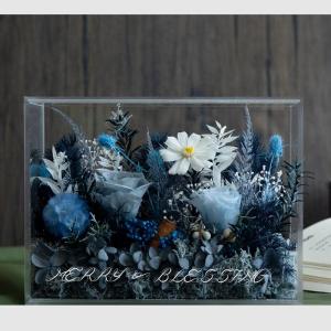 プリザーブドフラワー 花束ブーケ フェイクフラワー アクリルボックス 森系 香り付 DIY 装飾 オフィス ショップ 店 誕生日プレゼント