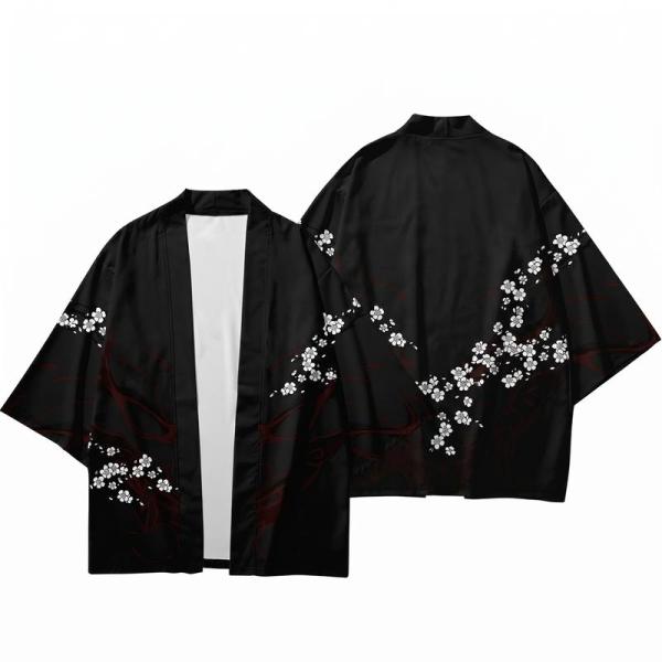 甚平 メンズ 羽織 上下セット 和柄 浮世絵 龍 鶴 七分袖 涼しい ビッグシルエット 大きいサイズ...