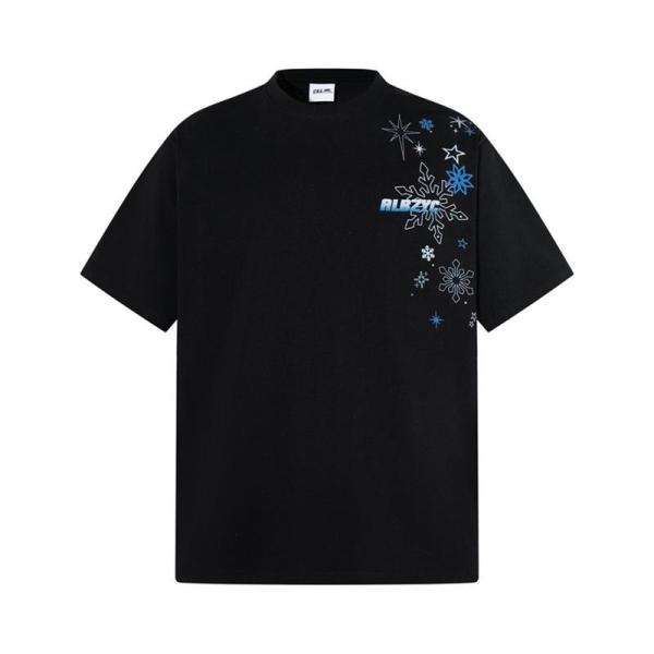 Tシャツ メンズ プルオーバー 半袖 雪柄 プリント ストリート系 丸首 カップル ファッション カ...