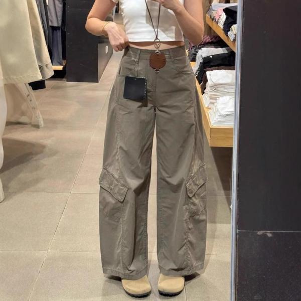 ワイドパンツ レディース カーゴパンツ ゆったり ハイウエスト カジュアル ワークパンツ 美脚 足長...