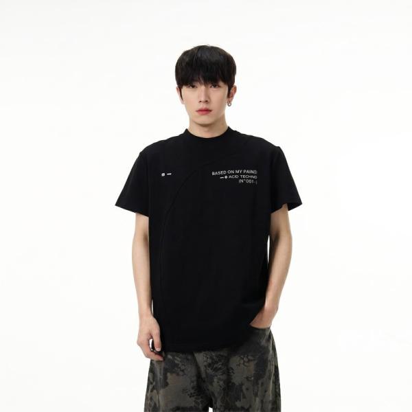 半袖 Tシャツ メンズ オーバーサイズ ビッグシルエット カットソー トップス アシンメトリー デザ...