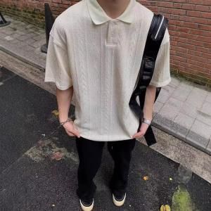 サマーニット ポロシャツ 半袖 メンズ レディ...の詳細画像1