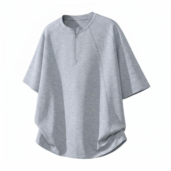 ハーフジップ Tシャツ メンズ 半袖 カットソー オーバーサイズ ビッグシルエット ストリート系 ハ...