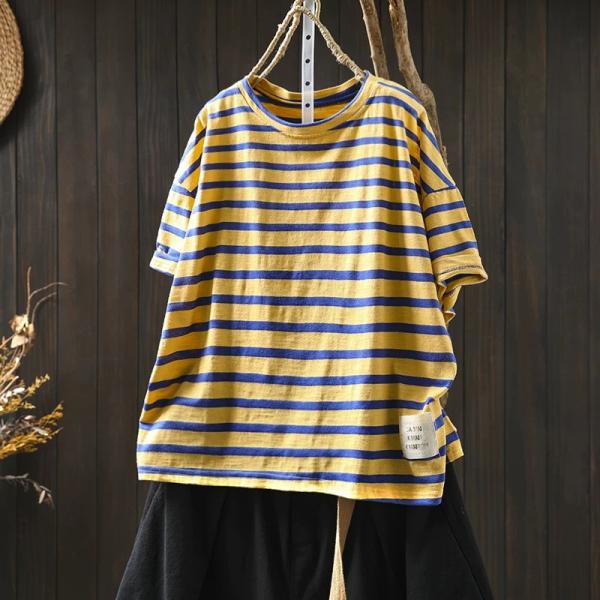 レディース Tシャツ 半袖 ボーダー柄 カットソー レトロ アメカジ ヴィンテージ風 丸首 トップス...