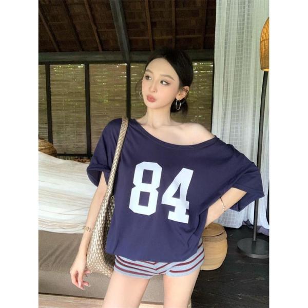 Tシャツ レディース 半袖 ワンショルダー 肩出し トップス オーバーサイズ ビッグシルエット スト...