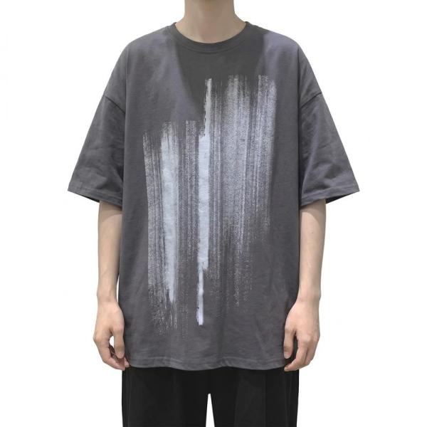 Ｔシャツ メンズ 半袖 オーバーサイズ ビッグシルエット プリント クルーネック ストリート系 おし...
