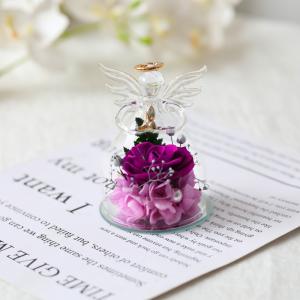 プリザーブドフラワー ガラスドーム 永遠の花 天使 モチーフ バラ プレゼント 造花 保存花 ギフト インテリア 彼女 恋人 大切の人へ