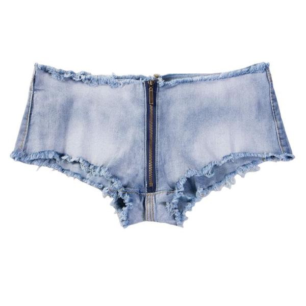 メンズ デニムパンツ ショートパンツ フリンジ加工 前開きジップ付き 超ミニ丈 セクシー スタイル ...