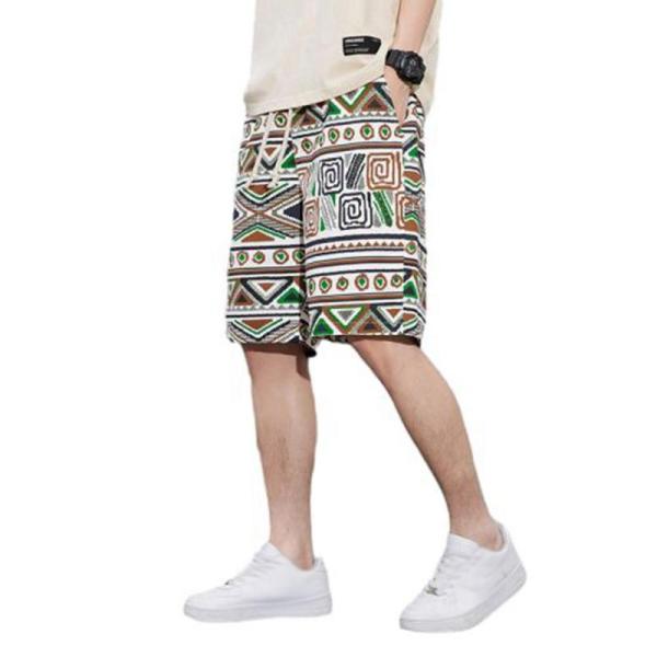 エスニック系 ハーフパンツ メンズ 綿100 ストレート ショットパンツ サーフパンツ 夏 ゆったり...