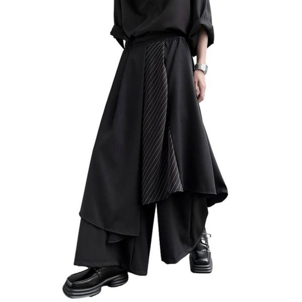 袴パンツ メンズ ワイドパンツ 和風 モード系 パッチワーク スプライス 個性的 アラジンパンツ レ...