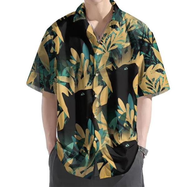 花柄シャツ メンズ S-5XL 猫柄 ハワイシャツ アロハ 可愛い 総柄 日系 ペアルック 五分袖 ...