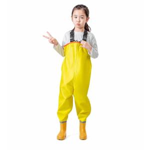 ウェーダー 子供用 胴付長靴 防水ズボン プレイウェア キッズ 潮干狩り 水遊び サロペット 一体型 レインブーツ 砂場遊び お砂場着